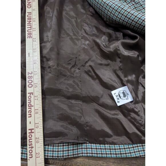 Y2K LAMB Gwen Stefani Wool Tweed Blazer 10 Teal Fitted Jacket 2008 *READ - Picture 8 of 11